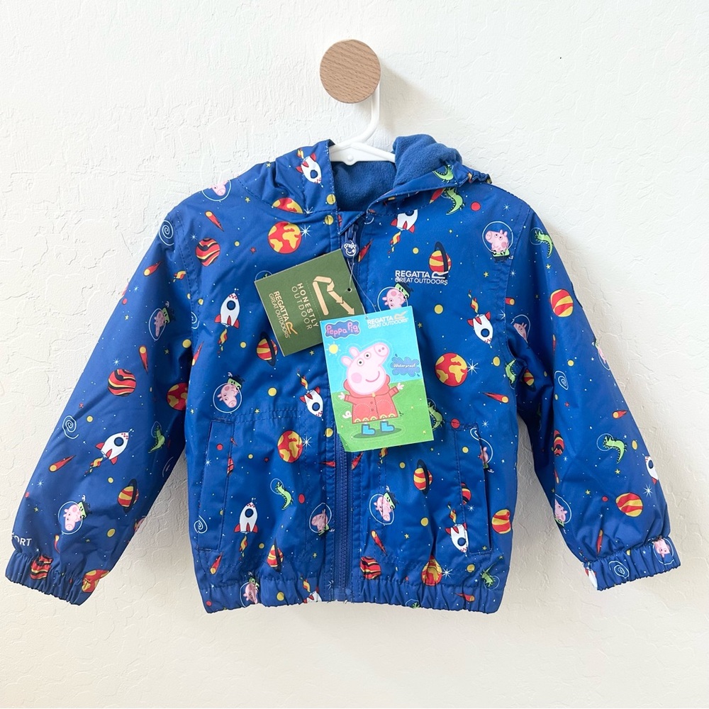 Peppa Pig Toddler Rain and Snow Hooded Jacket, From England, Blue, Toddler 2 yr